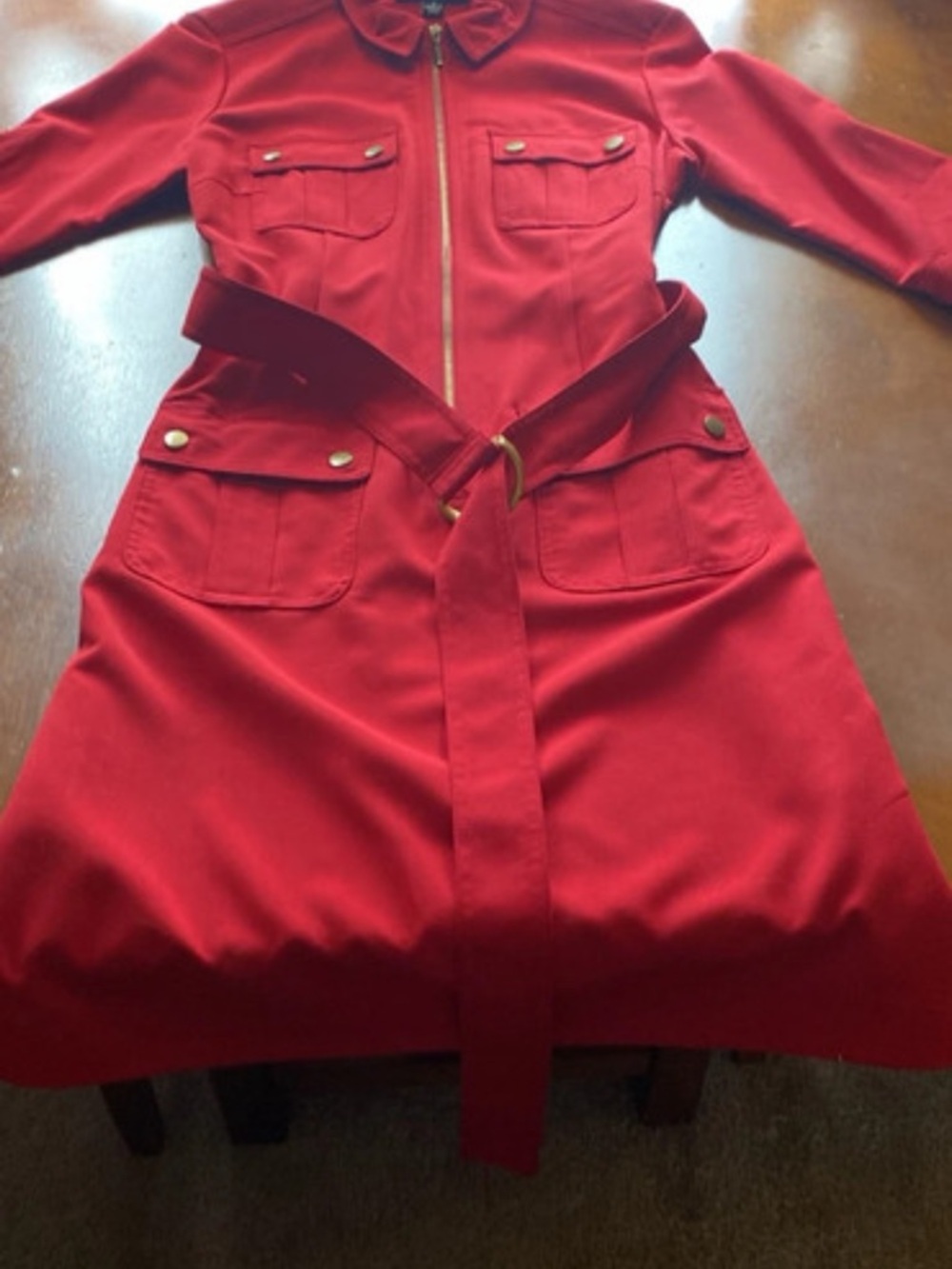 Sharagano Red Belted Midi Dress